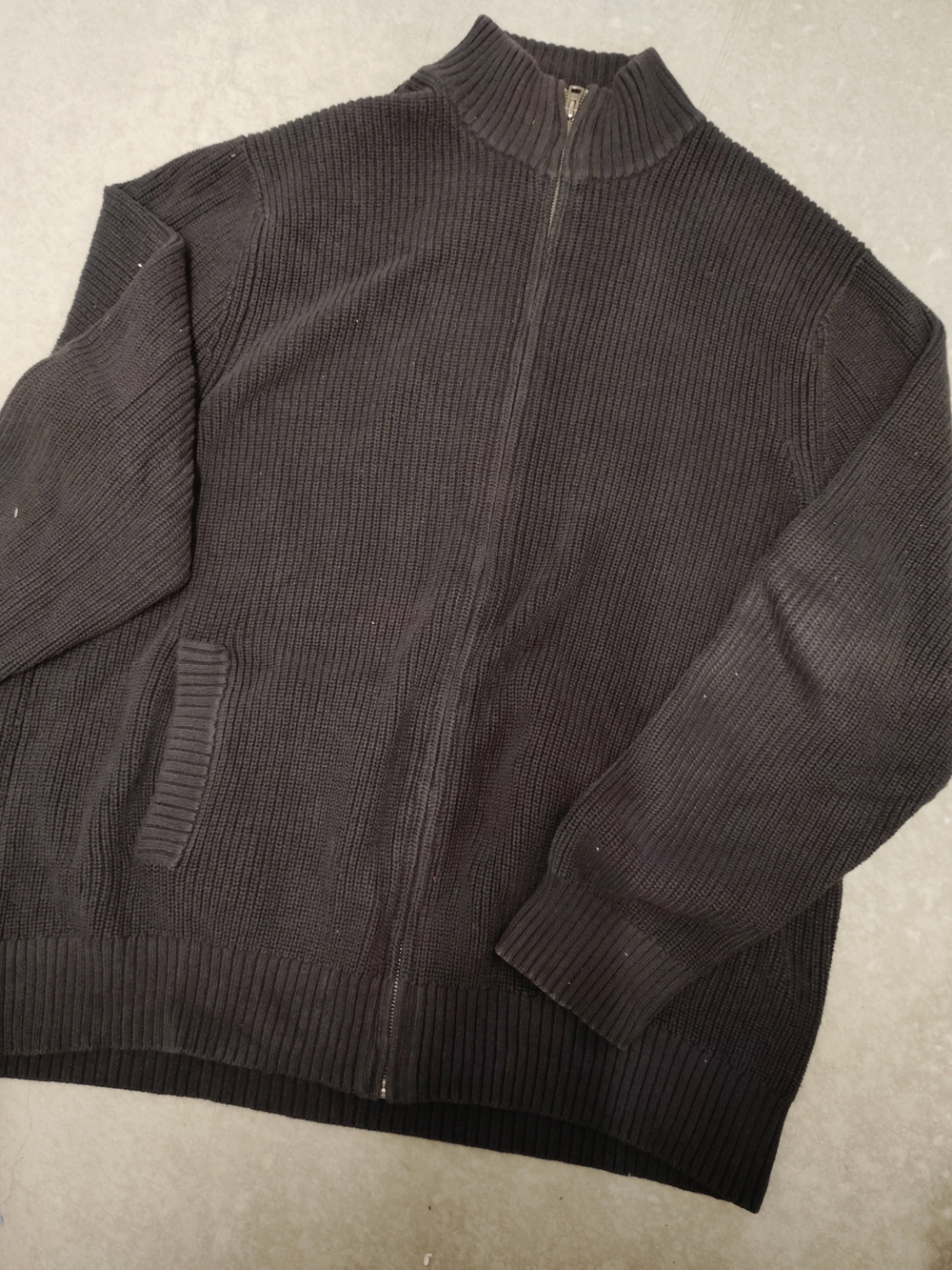 XXL American Eagle Black Full-Zip Ribbed Heavy Sweater